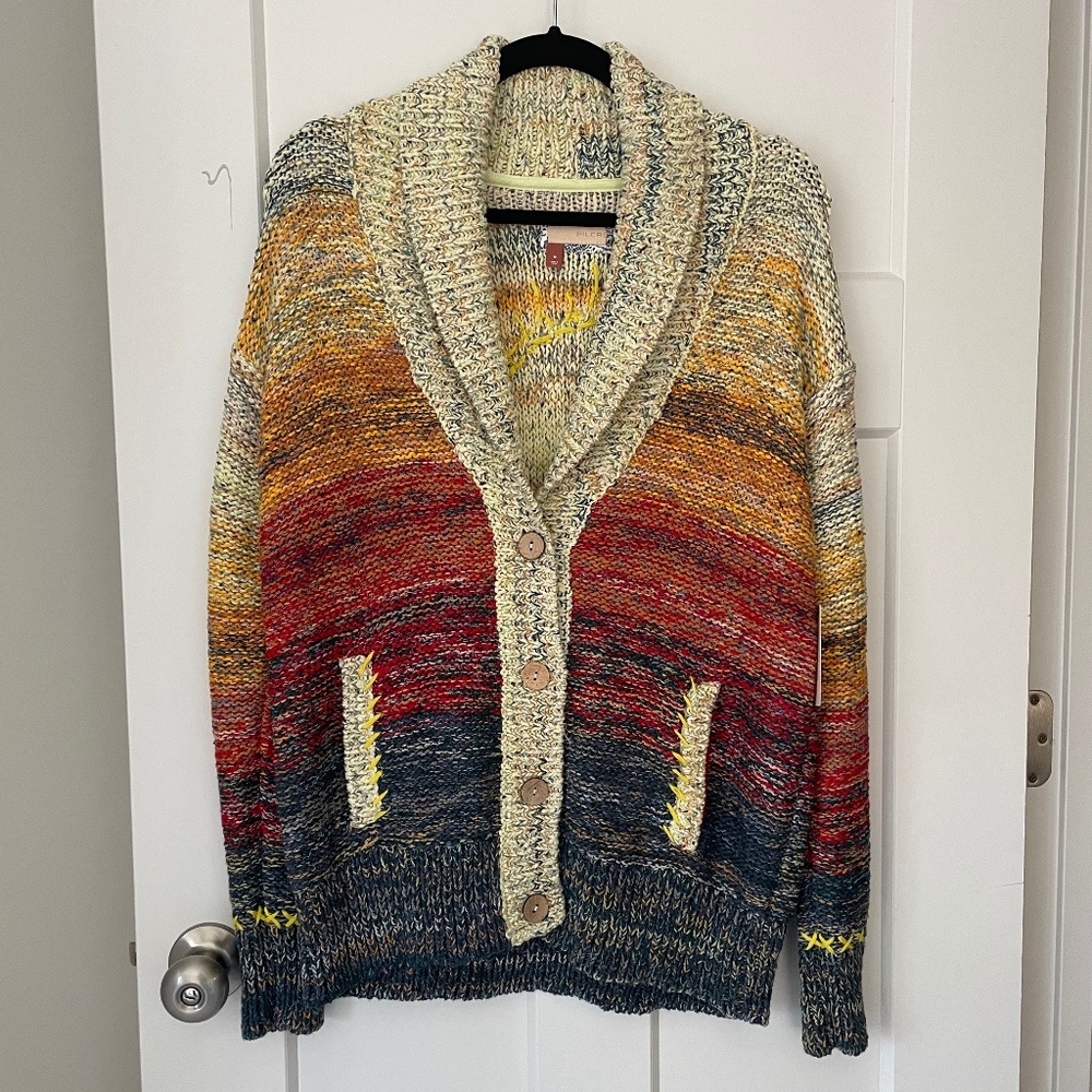 Anthropologie Pilcro Sunset Embroidered Knit Cardigan